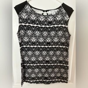 Liz Claiborne Black and White Patterned Sleeveless Top size S